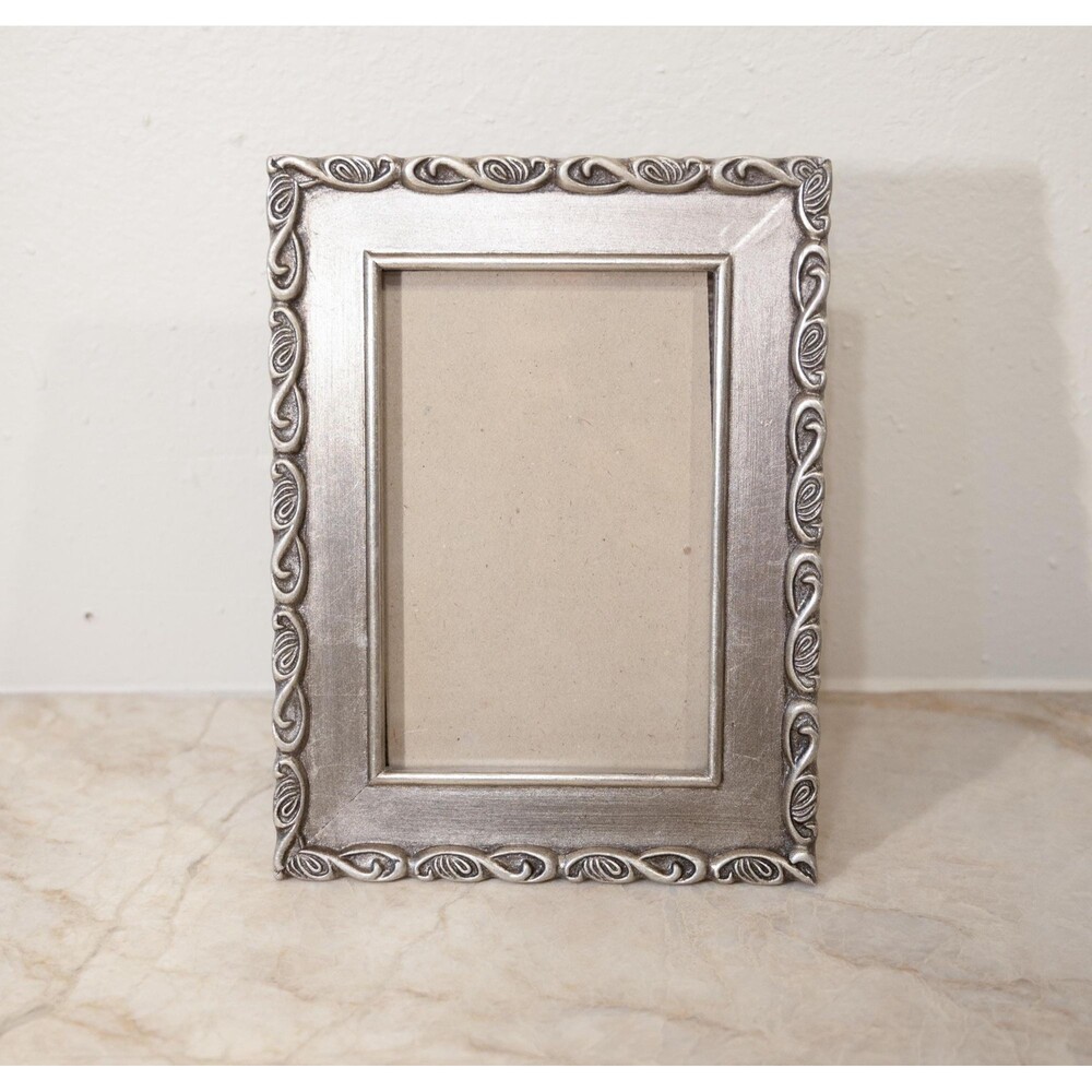 Vintage Ornate Silver and Gold Wash Wood Picture Frame